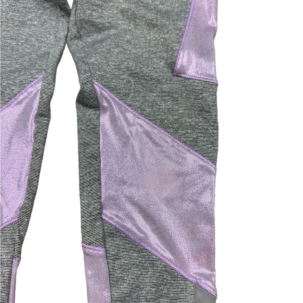 JUSTICE: Girl’s Gray & Metallic Purple Athletic Leggings -Size 12